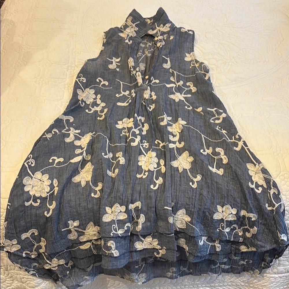 Anthropologie Floral Embroidered Sleeveless Dress